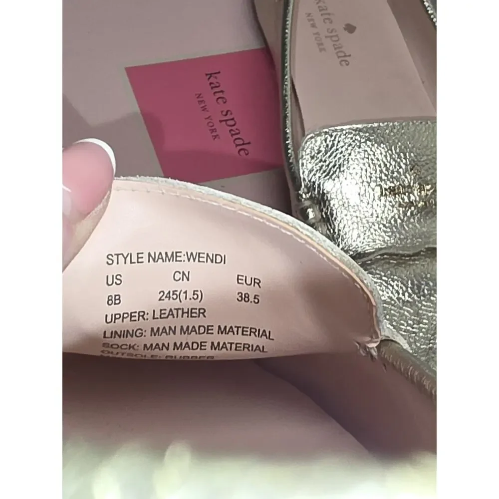 Kate Spade Wendi Pale Gold Metallic Leather Loafer Flats Women’s 8B Comfort Shoe